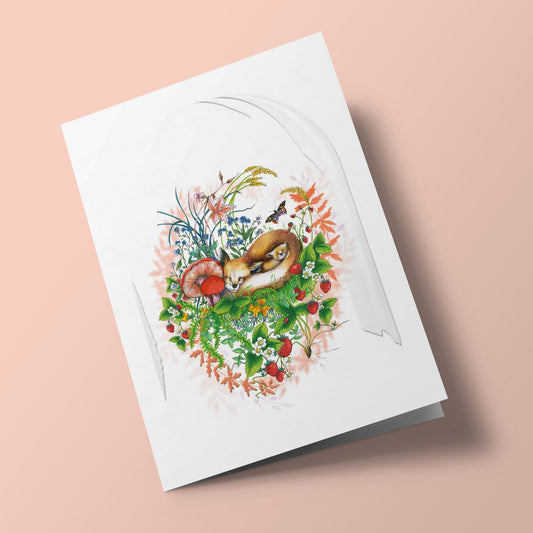 Jardin secret - renarde et renardeaux sous une cloche de verre