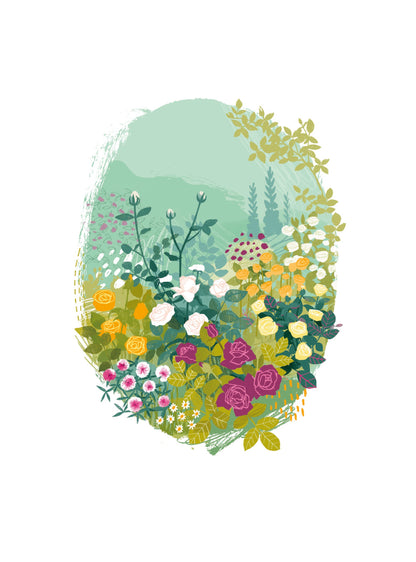 English Garden - roses and carnations of poets