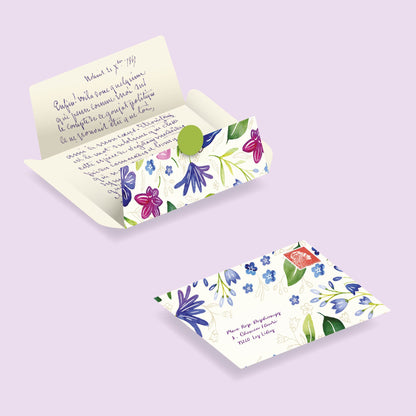 Billet doux fleurs bleues