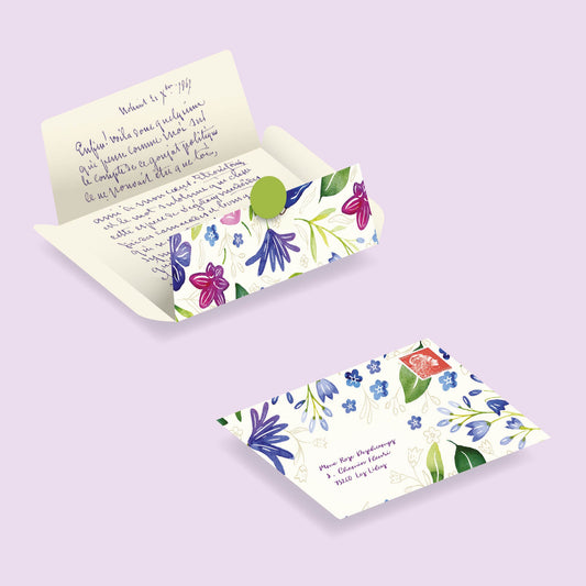 Billet doux fleurs bleues