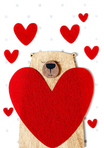 Wooden Friends - bear with hearts