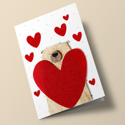 Wooden Friends - bear with hearts