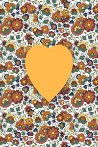 Plantable Heart - Blackground Pattern of Vintage Flowers