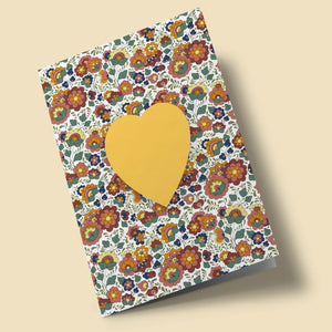 Plantable Heart - Blackground Pattern of Vintage Flowers
