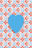 Plantable Heart - Blackground Pattern of Red and Blue Flowers