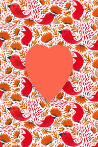 Coeur à planter - motif oiseaux
