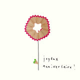 Pencils - 'joyeux anniversaire', fleur rose