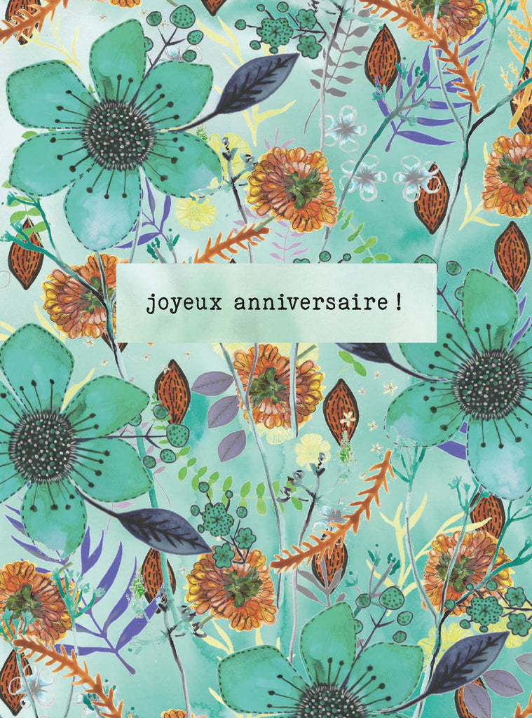 Say it with flowers - Joyeux anniversaire ! - Turquoise and orange flowers