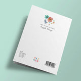 Say it with flowers - Merci ! - pink flowers on fir green background