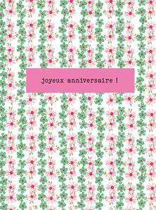 Joyeux anniversaire - pink and green daisies
