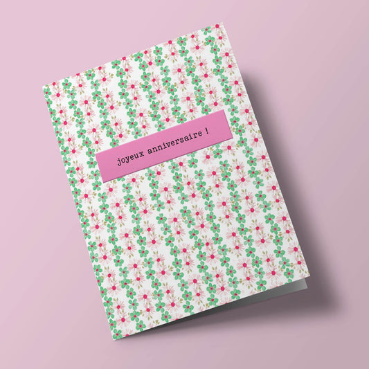 Say it with flowers - Joyeux anniversaire - pink and green daisies