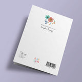 Joyeux anniversaire - pink and green daisies on purple background
