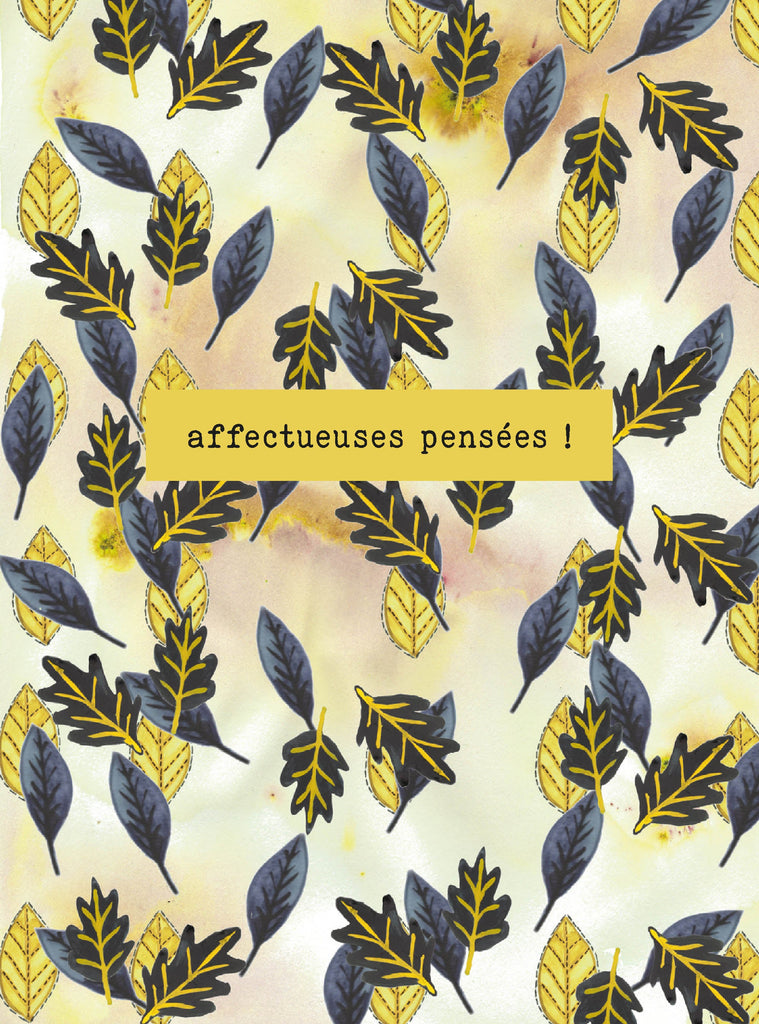 Affectueuses pensées - gray and yellow leaves
