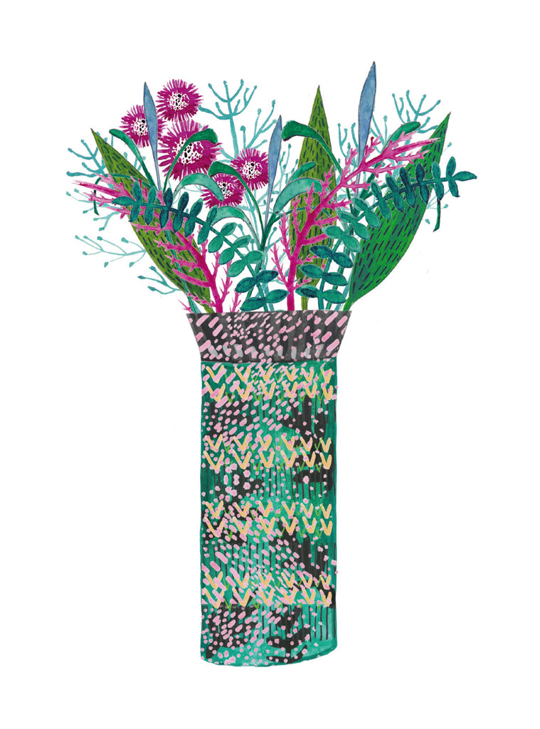 Mary's bouquet - green and purple vase