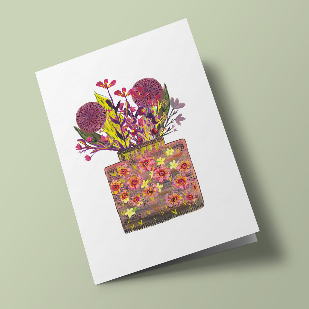 Bouquet de Mary - vase a fleurs parmes et jaunes