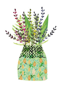 Mary's bouquet - green vase with yellow flowers