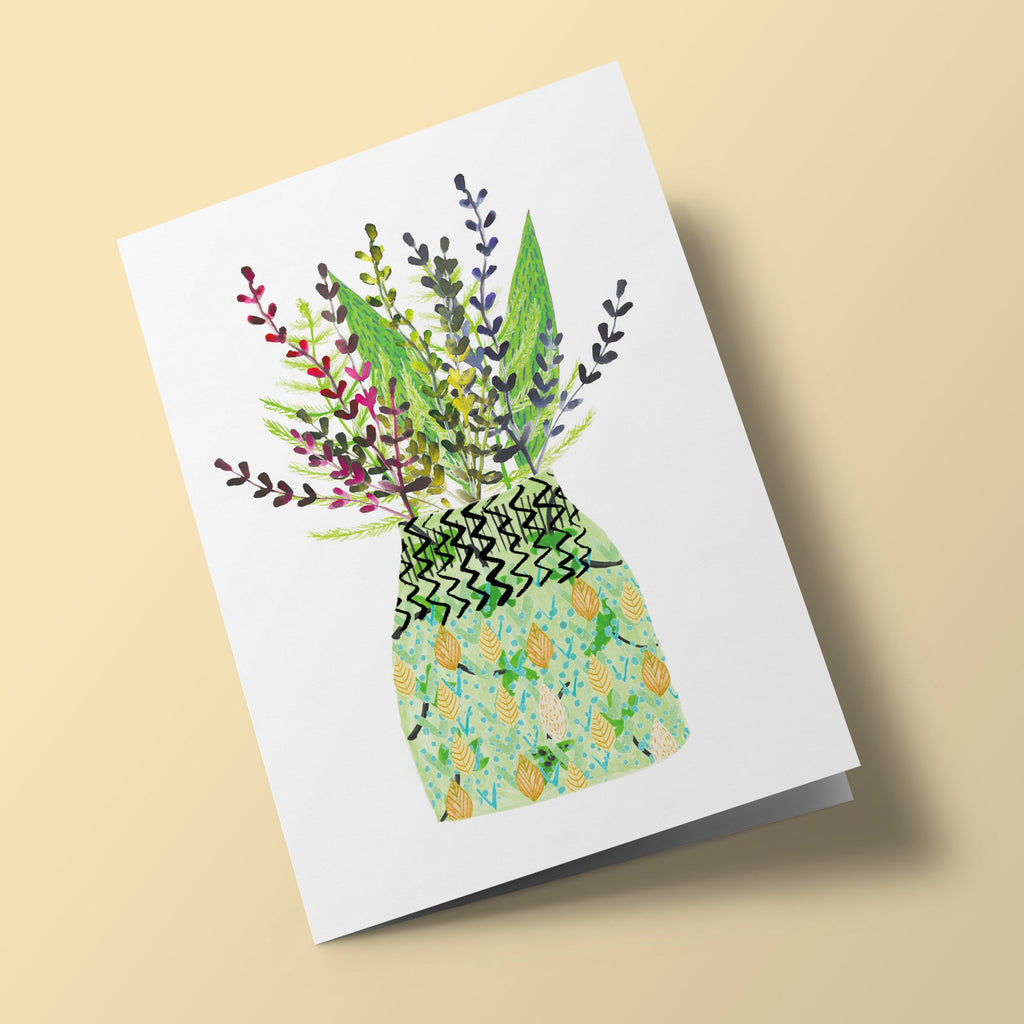 Bouquet de Mary - vase vert à fleurs jaunes