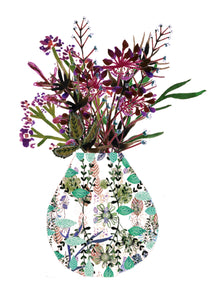 Bouquet de Mary - vase blanc et bleu turquoise