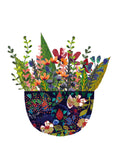 Bouquet de Mary - pot bleu nuit et fleurs vives