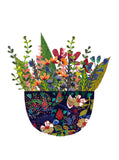 Mary's bouquet - midnight blue pot and bright flowers