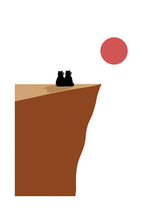 Bear - deux ours sur la falaise au coucher du soleil