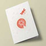 Fossil - Red dragonfly and water lily