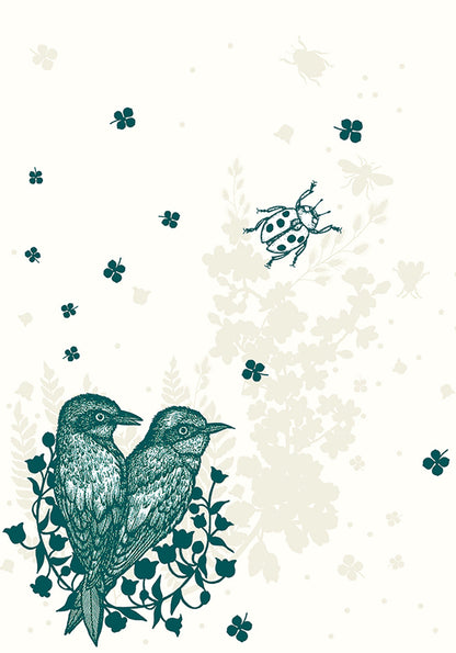 Fossil - Green birds and ladybird