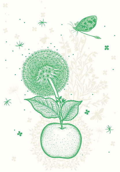 Fossil - Green apple and dragonfly