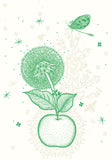 Fossil - Green apple and dragonfly
