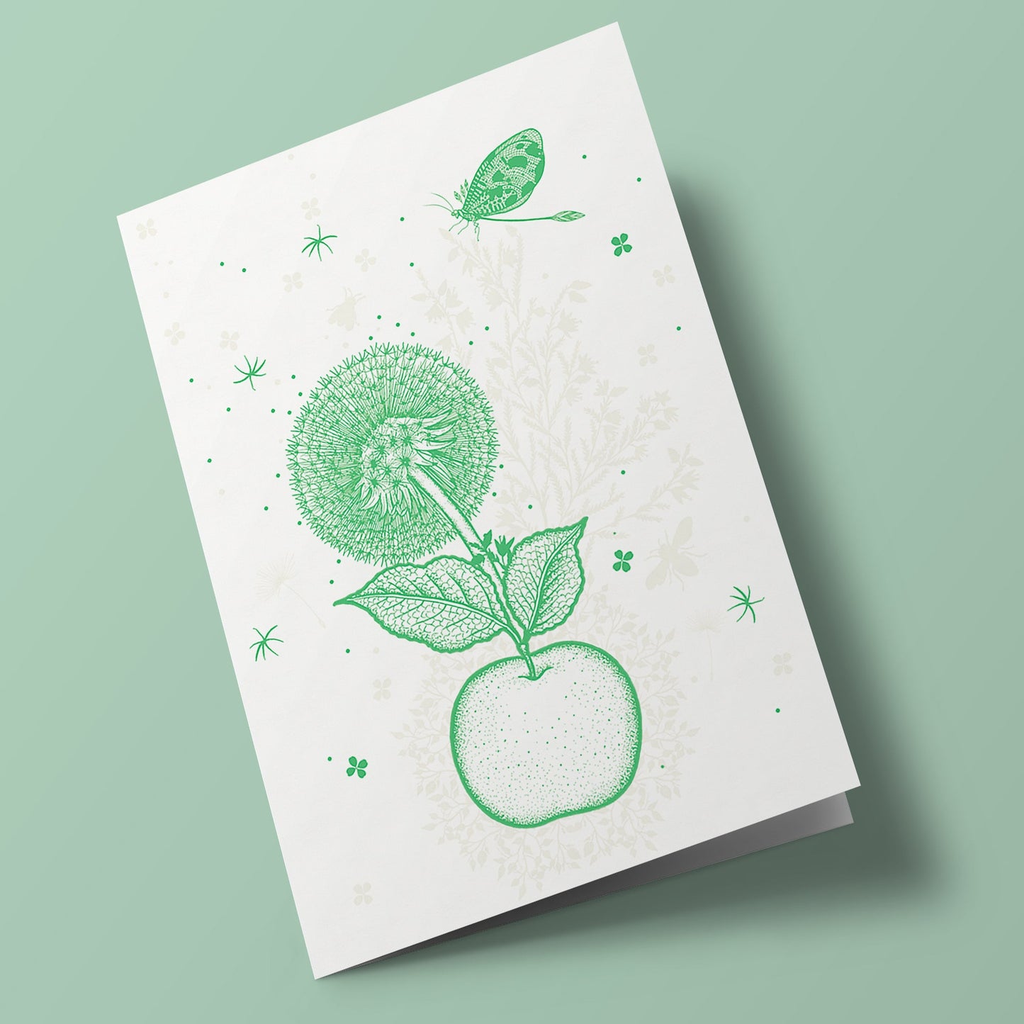 Fossil - Green apple and dragonfly