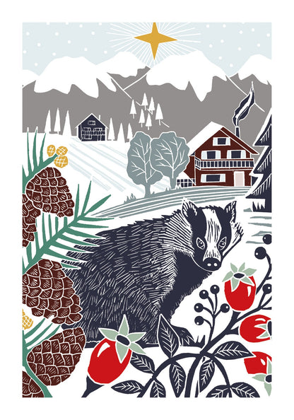 Nature Trail - Badger in a Winter Landscape