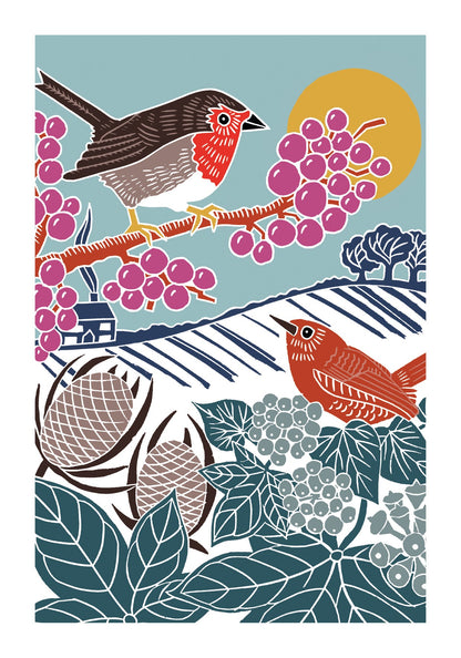 Nature Trail - Robins in a Winter Landscape
