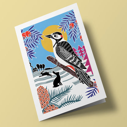 Nature Trail - Thrush and rabbits in a Winter Landscape