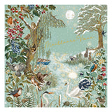 Noël Mix - Animaux de bois, sur fond vert menthe