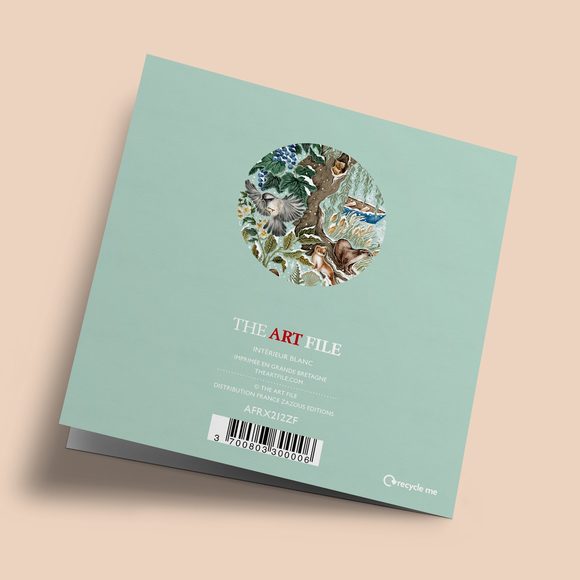 Noël Mix - Animaux de bois, sur fond vert menthe