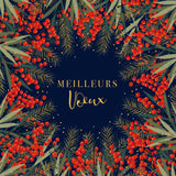 Christmas Mix - red berries, on dark blue background