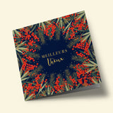 Christmas Mix - red berries, on dark blue background
