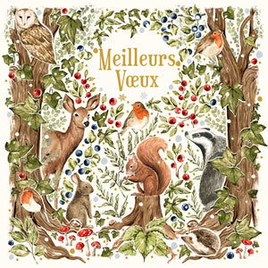 Noël Mix - Animaux de bois, sur fond blanc