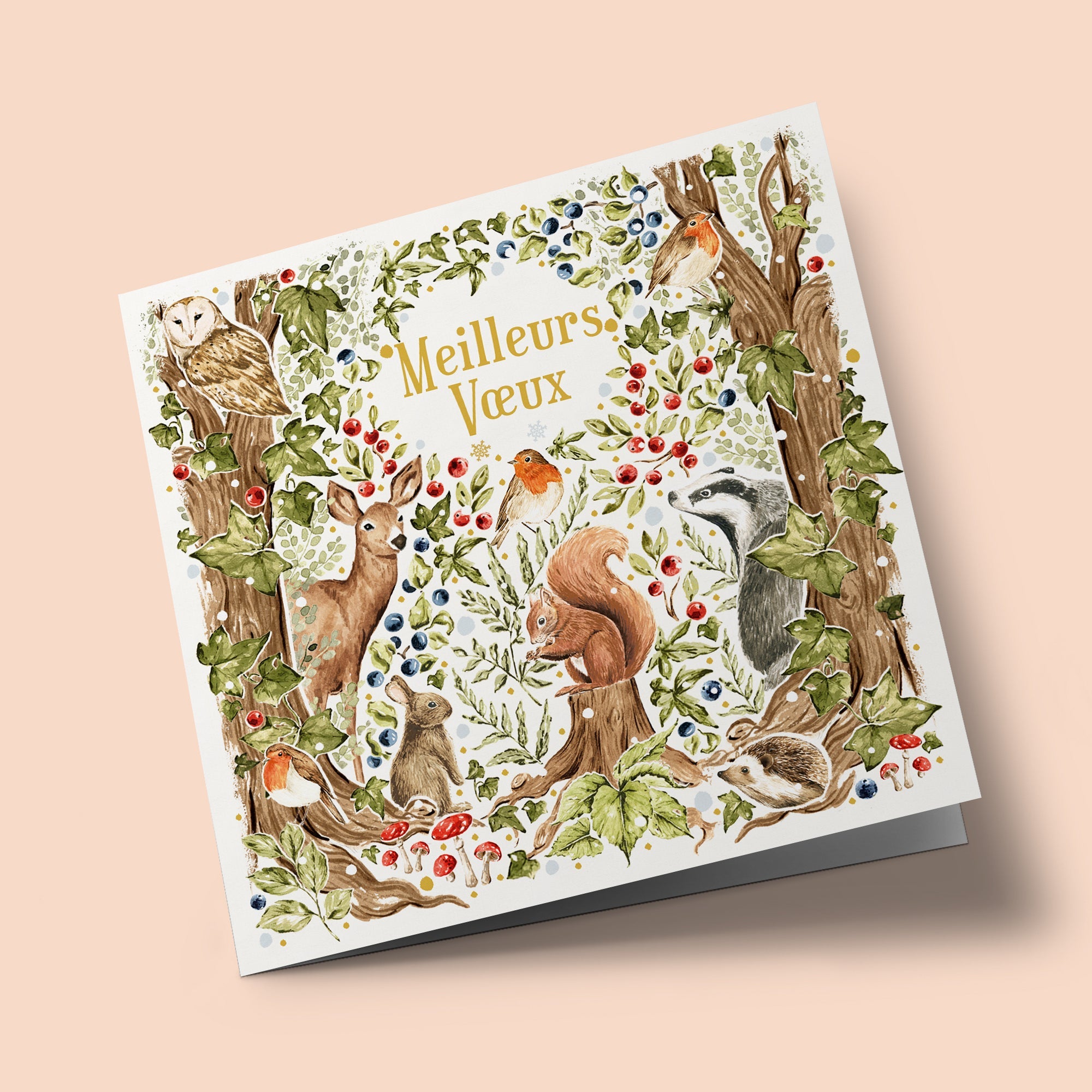 Noël Mix - Animaux de bois, sur fond blanc