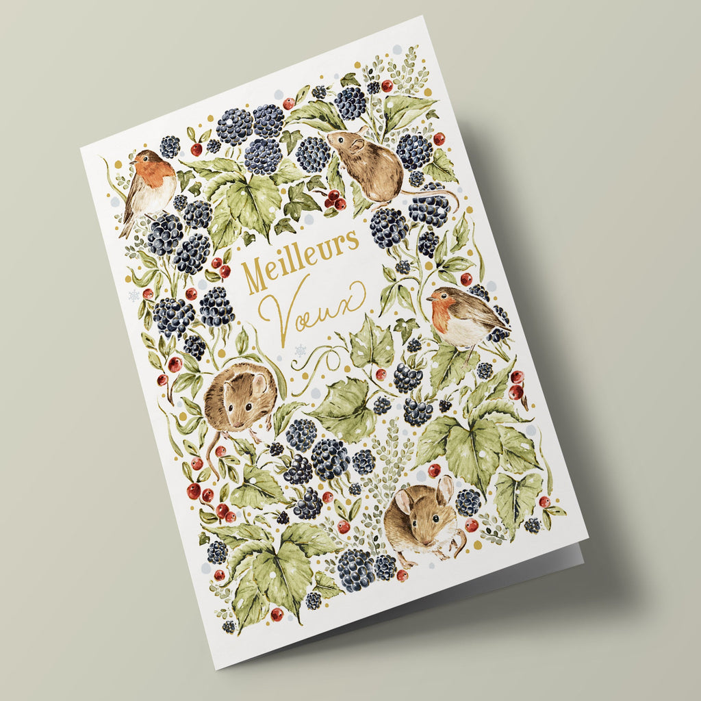 Noël champêtre - Animaux de bois, sur fond blanc