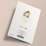 Noël champêtre - Rouge-gorge et houx, sur fond blanc