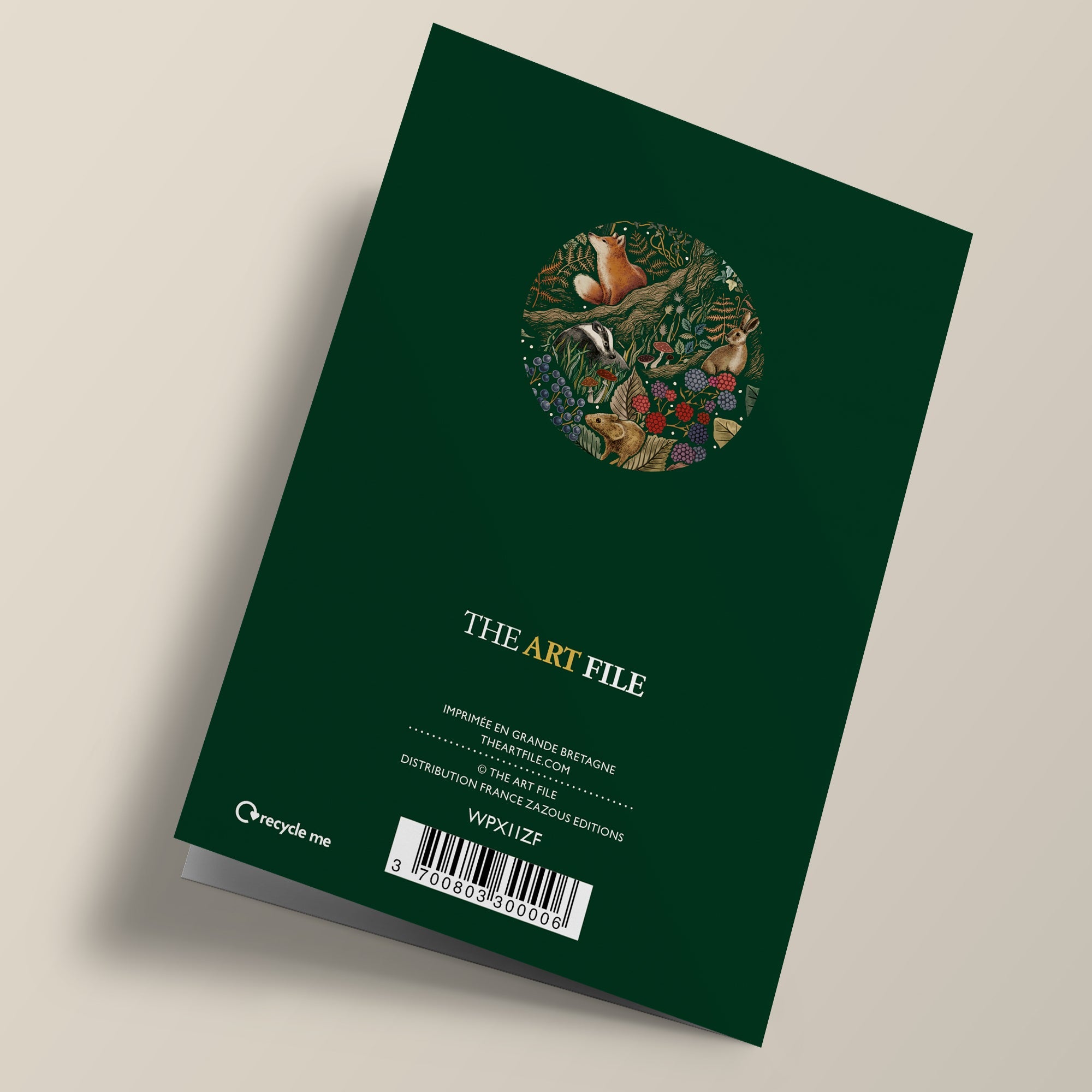 Noël champêtre - Animaux de bois, sur fond vert foncé