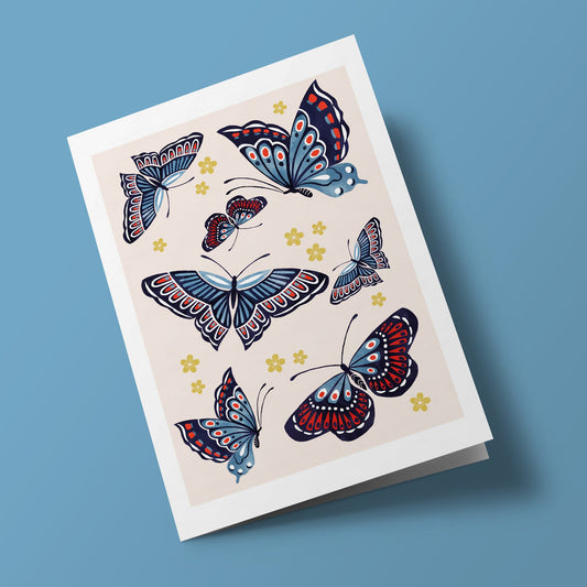 Sakura Heights - Butterflies on pastel pink background