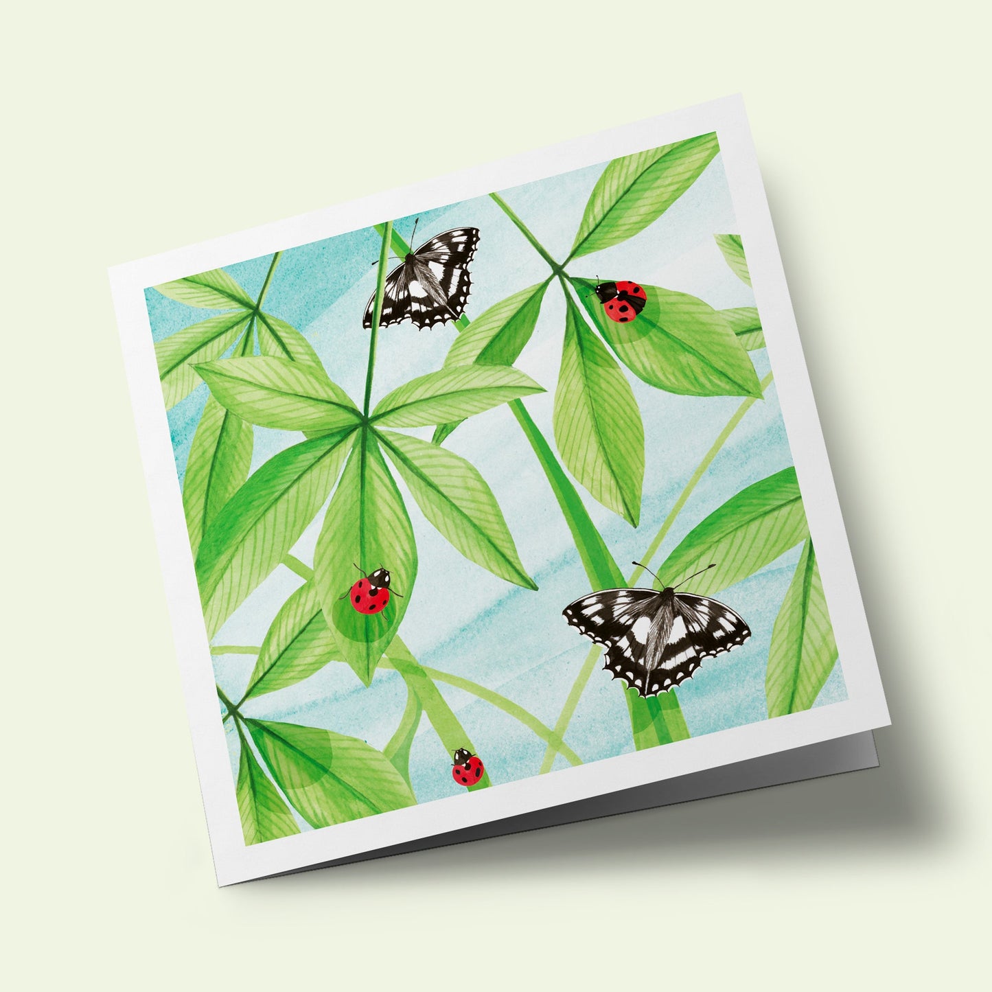 Richmond Park - white marbles butterflies and ladybugs on leaves