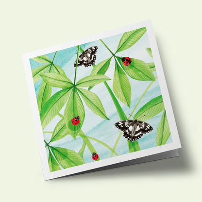 Richmond Park - white marbles butterflies and ladybugs on leaves