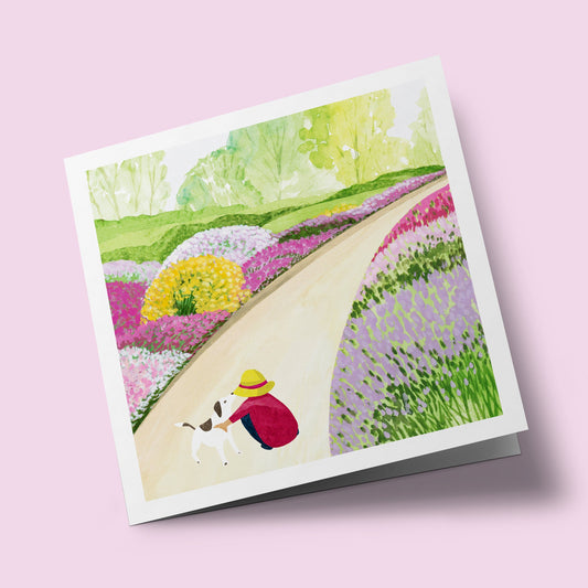 Richmond Park - path through flowers with dog