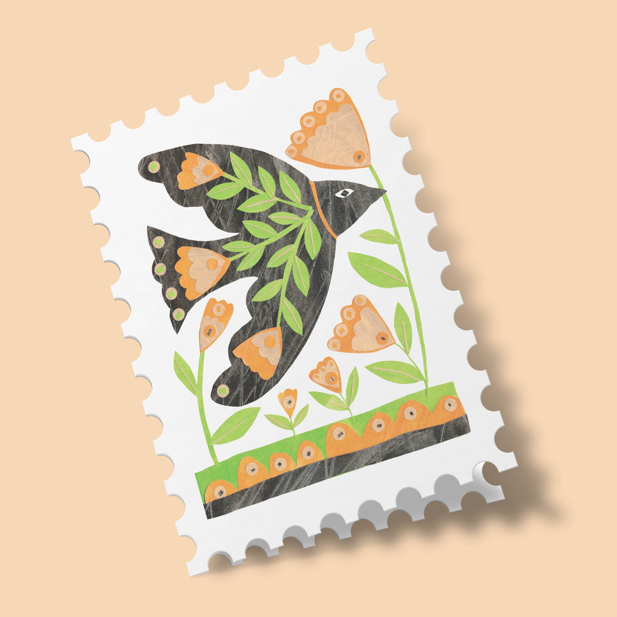 Animals Stamps - Black Bird