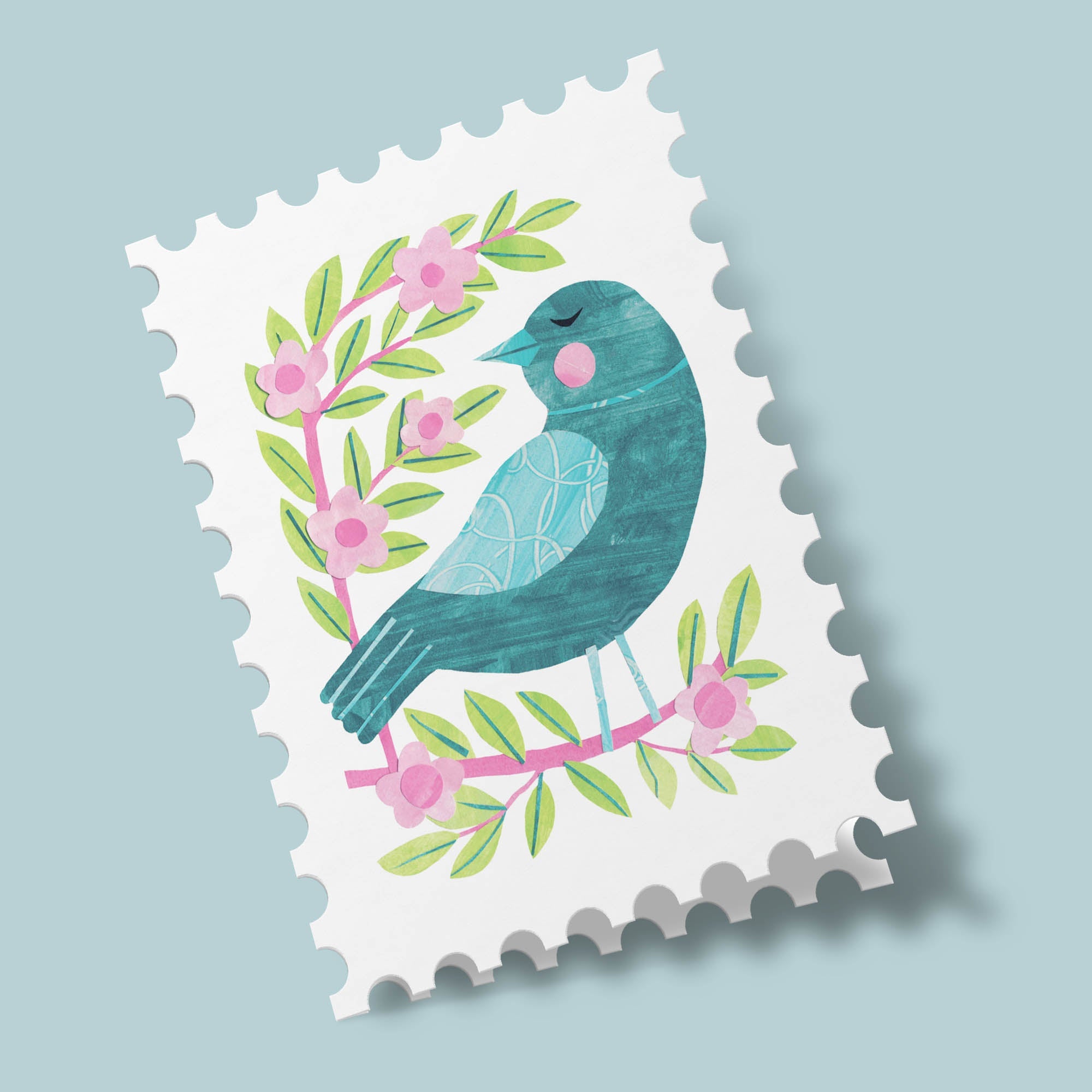 Animals Stamps - Blue Bird
