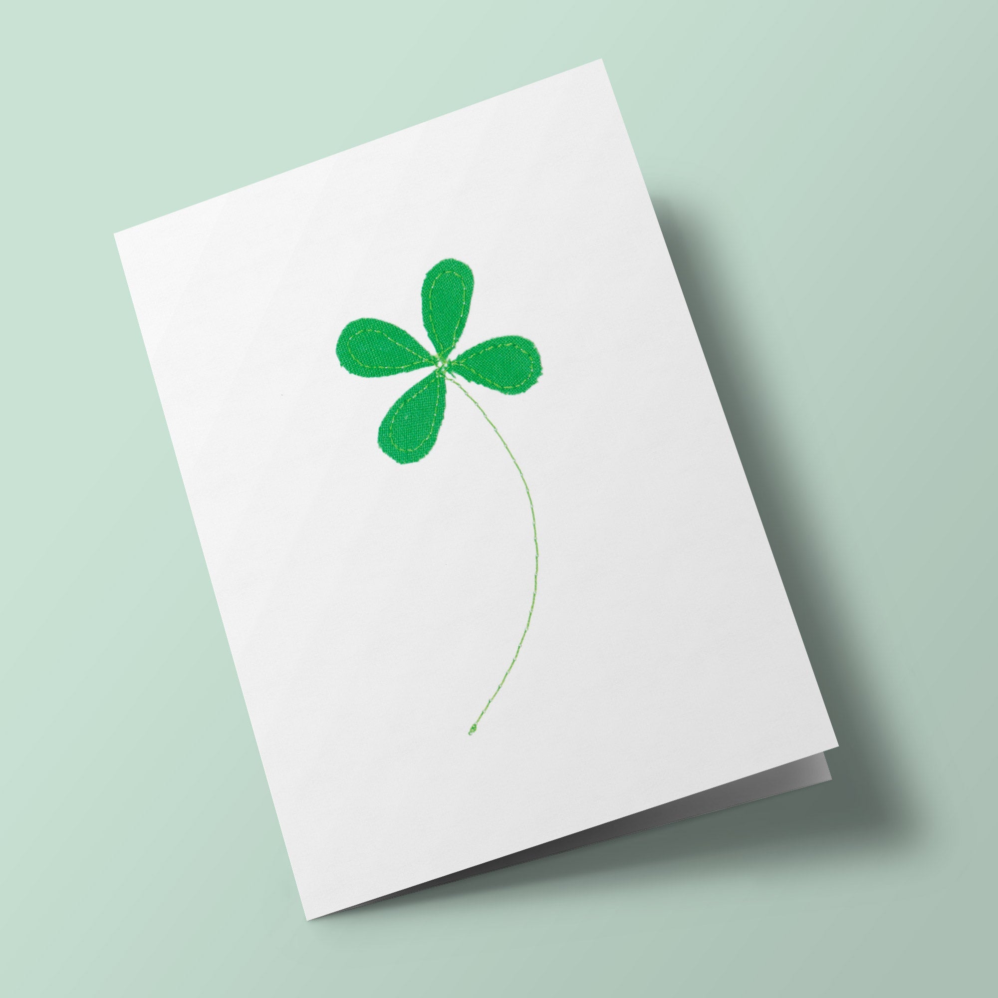 Cotton Flowers - Clover - embroidered card