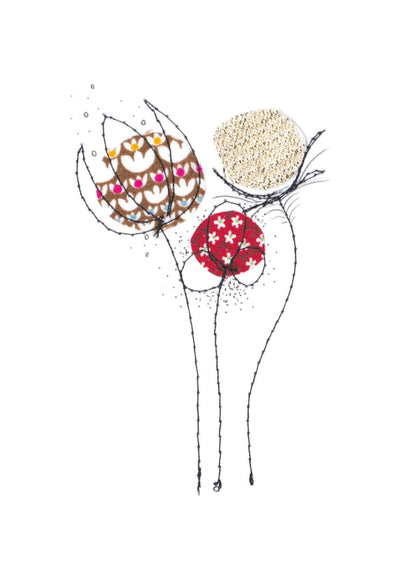Cotton Flowers - Chalice - embroidered card